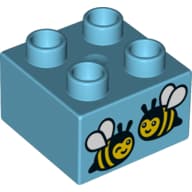 Duplo Brick 2 x 2 with Two Bees Print