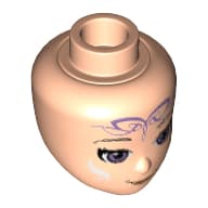 Minidoll Head, Medium Lavender Eyes, Closed Mouth Smile and Elves Tribal Print (Aira)