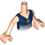 Minidoll Torso Girl with Dark Blue Top, Light Blue Gradient, Silver Necklace Print, Light Nougat Arms and Hands