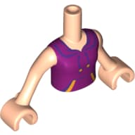 Minidoll Torso Girl with Magenta Top, Strings, Front Pockets Print, Light Nougat Arms and Hands