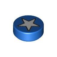 Tile Round 1 x 1 with White Star Print