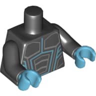 Torso, Armor, Medium Azure and Silver Lines Print, Black Arms, Medium Azure Hands