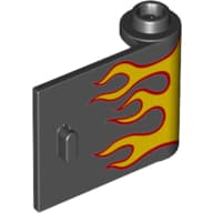 Door 1 x 3 x 2 Right with Red and Yellow Flames Print [w/Knob Hinge]