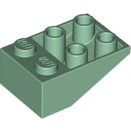 Brick Sloped Inverted 33° 3 x 2, No Connections between Studs, Ovoid Bottom Pin em Verde areia