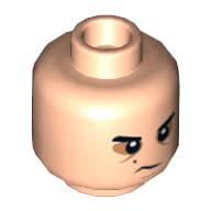 Minifig Head Kylo Ren, Sunken Eyes, Red Beauty Mark (Mole), Concerned / Angry Print