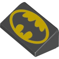 Brick Sloped 30° 1 x 2 x 2/3 with Batman Logo Print (Head Facing Narrow End of Slope)