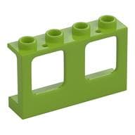 Window 1 x 4 x 2 Plane, Hollow Studs, Single Hole Top and Bottom for Glass em Verde-limão