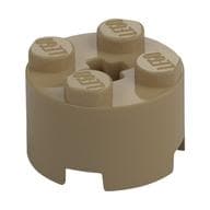 Brick Round 2 x 2 with Axle Hole em Bege escuro