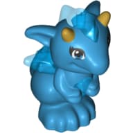 Creature, Dragon, Baby with Trans-Dark Blue Belly, Spines and Wings and Gold Horns Print