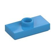 Plate Special 1 x 2 with 1 Stud with Groove and Inside Stud Holder (Jumper) em Celeste escuro