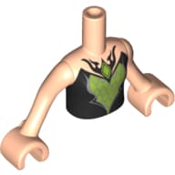 Minidoll Torso Girl with Black Top with Lime and Silver Diamond Print, Light Nougat Arms and Hands