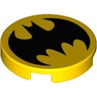 Tile Round 2 x 2 with Black Batman Logo Print