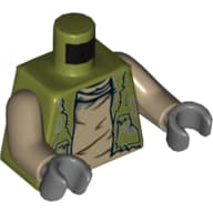 Torso Vest, Tattered with Dirty Shirt Print (Unkar's Brute), Dark Tan Arms, Dark Bluish Gray Hands