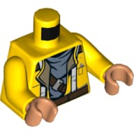 Torso, Jacket, Brown Belt and White Suspenders over Gray Undershirt / Suspenders and Belt on Back Print (Rowan), Yellow Arms, Nougat Hands