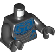 Torso, Armor with Blue Insect Scales Print (Blue Beetle), Black Arms and Hands