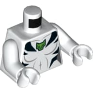 Torso Muscles, Black Tiger Stripes, Green Tiger Head Print, White Arms and Hands