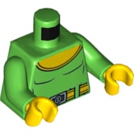 Torso Muscles with Large Yellow Rounded Collar, Belt Print, Bright Green Arms, Yellow Hands
