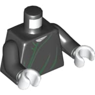 Torso Robe with Green Seam and Fold Lines Print, Black Arms, White Hands