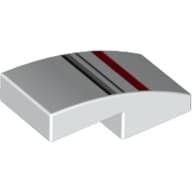 Brick Curved 2 x 1 No Studs with Ecto 1 Stripes Print