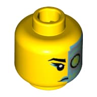 Minifig Head Cyborg, Eyebrow, Dark Azure Lips, Dark Azure and Silver Cyborg Eyepiece Print