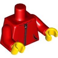 Torso, Hoodie Jacket with 2 Pockets and Silver Zipper Print, Red Arms, Yellow Hands