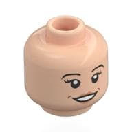Minifig Head, Eyebrows, Long Eyelashes, Peach Lips, Open Smile and Dimples / Eyebrow Raised and Closed Mouth Print