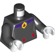 Torso, Red Ovals at Waist and Red and Yellow Amulet Print (Raven), Black Arms, White Hands