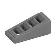 Brick Sloped 18° 2 x 1 x 2/3 with 4 Slots / Grate em Prata fosco