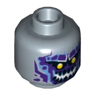 Minifig Head Gargoyle / Shrunken / Stone Stomper, Dual Sided, Yellow Eyes, Dark Purple Rock Teeth, Smile / Angry Print [Hollow Stud]