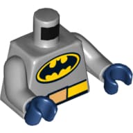 Torso Bodysuit, Yellow and Black Oval Batman Logo and Yellow Belt with Buckle Print, Light Bluish Gray Arms, Dark Blue Hands