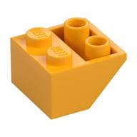 Brick Sloped Inverted 45° 2 x 2 [Ovoid Bottom Pin, Bar-sized Stud Holes] em Laranja vivo claro