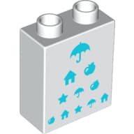 Duplo Brick 1 x 2 x 2 with Medium Azure Eye Chart Print