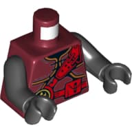 Torso, Armor with Red Straps and Utility Belt with Fire Power Emblem Print, Black Arms and Hands