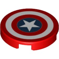 Tile Round 2 x 2 with Captain America Star Print