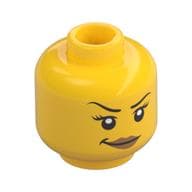 Minifig Head Joey / Chamille, Raised Eyebrow, Eyelashes, Peach Lips, Smirk Print