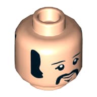 Minifig Head Ringo (The Beatles), Eyebrows, Sideburns, Moustache, Neutral / Smiling Print