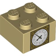 Brick 2 x 2 with Big Ben Clock Print