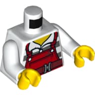 Torso, Overalls, Red over Prison Shirt / Paintbrush on Back Print, White Arms, Yellow Hands