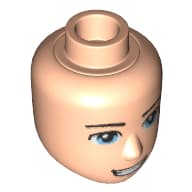 Minidoll Head Male, Light Blue Eyes, Thin Eyebrows, Open Mouth Smile Print