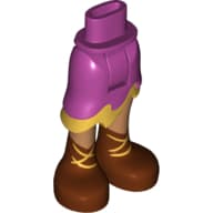 Minidoll Hips and Asymmetrical Skirt with Wave Hem Gold with Medium Nougat Legs and Reddish Brown Boots with Gold Laces Print
