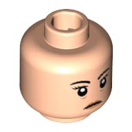 Minifig Head Chief O'Hara, Eyebrows, Peach Lips, Medium Nougat Bags Under Eyes Print [Hollow Stud]