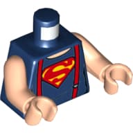Torso, Shirt with Muscles, Suspenders and Red and Yellow Superman 'S' Logo Print, Light Nougat Arms and Hands