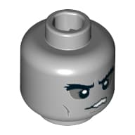 Minifig Head Shade, Bushy Eyebrows, Dark Bluish Gray Sunken Eyes, Cheek Lines, Frown with Teeth Print [Hollow Stud]