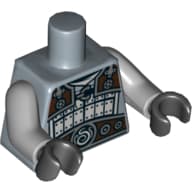 Torso Armor, Light Bluish Gray and Dark Brown with Belt, Elemental Smoke Emblem Print, Light Bluish Gray Arms, Black Hands