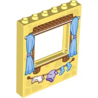 Panel 1 x 6 x 6 with Window with Curtains and Clothes Line with Laundry Print
