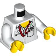 Torso, Shirt, Boss, Mercedes-Benz, Petronas and UBS Logos and Red Ribbon and Pocket, Front and Back Print, White Arms, Yellow Hands