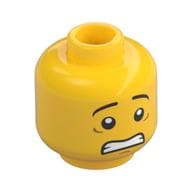 Minifig Head Chan Kong-Sang / Jia / Roby, Eyebrows, White Pupils, Scared / Lopside Smile Print