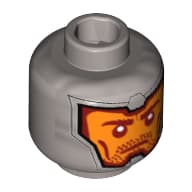 Minifig Head Royal Guard / Soldier, Balaclava, Orange Face, Dark Red Eyebrows, Cheek Lines and Stubble Print [Hollow Stud]