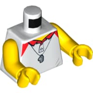 Torso, Polo Shirt with Red Collar, Whistle and Red Lifeguard Float on Back Print, Yellow Arms and Hands