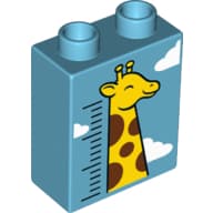 Duplo Brick 1 x 2 x 2 with Clouds and Giraffe Print